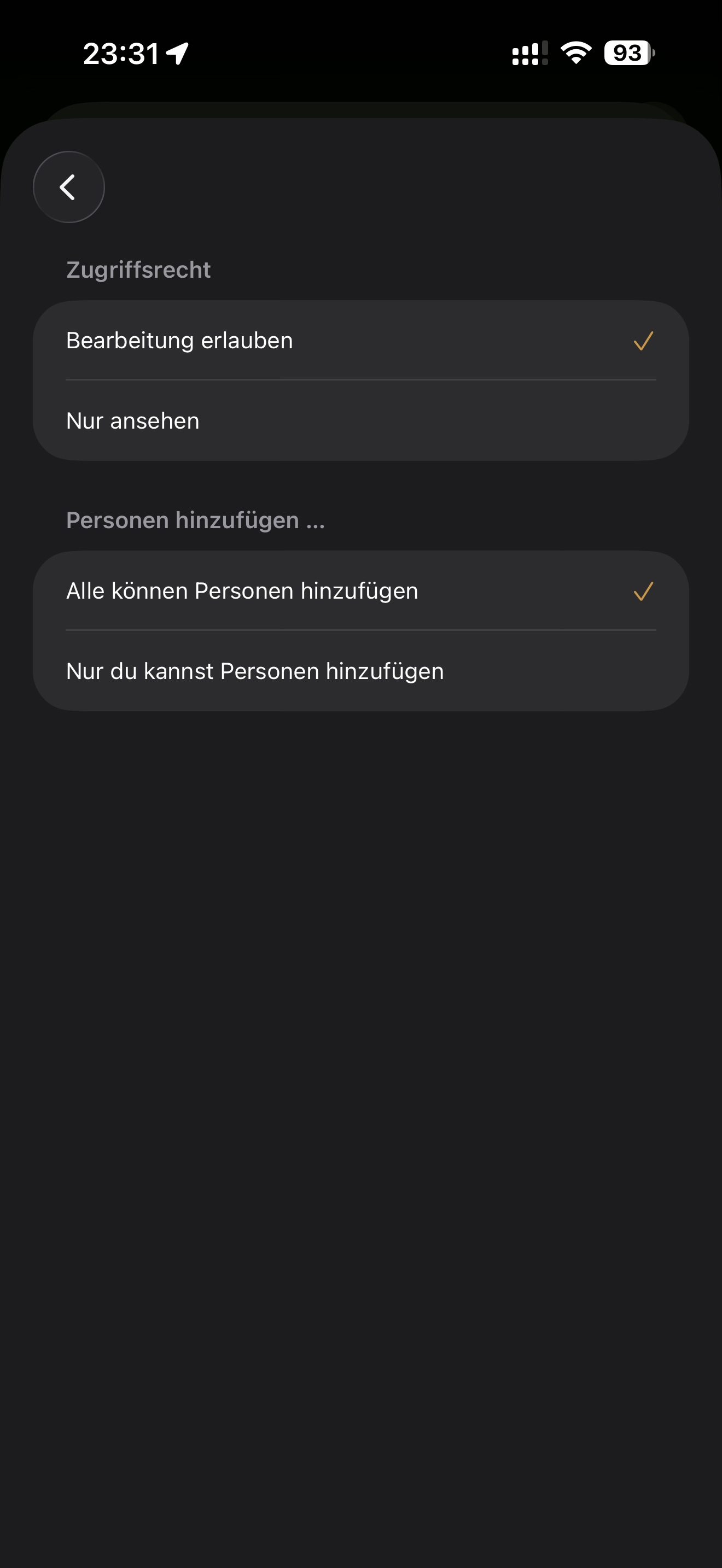 Zugriffsrechte für geteilte Regale